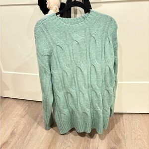 American Eagle Outfitters Light Green Cable Knit Sweater